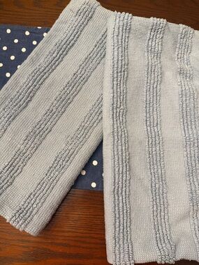 2 Pottery Barn Light Blue Textured Stripe Accent Pillow Covers